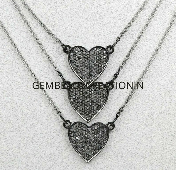 Pave Diamond Heart Charm Pendant Heart Necklace Connector 15x18mm 925 Silver Pendant Charm Bracelet Pave Diamond Heart Pendant Jewelry