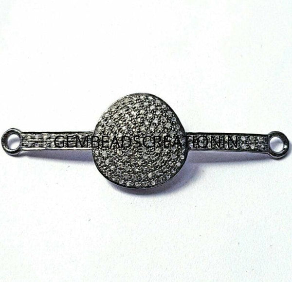 50mm Pave Diamond Jewelry Pendant Necklace Connector 925 Sterling Silver
