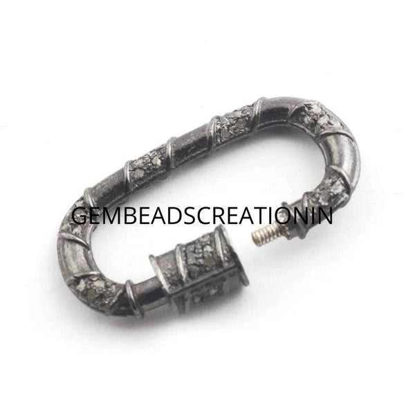 32x18mm Pave Diamond Oval  Carabiner 925 Sterling Silver Diamond Lock  Diamond Clasp Lobster Handmade Lock Clasp Necklace Connector
