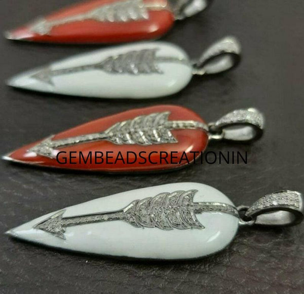 45x15mm Pave Diamond 925 Silver Enamel Arrow Pendant Jewelry Wholesale Jewelry Bakelite Necklace Diamond Unisex Jewelry Pendant necklace