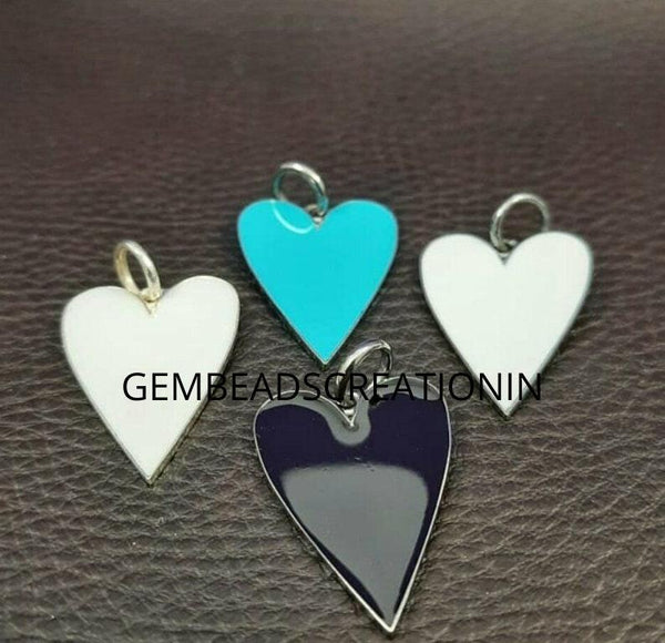 Heart Enamel Pendant 925 Silver Heart Pendant 925 Silver Jewelry 30x20mm Bakelite Jewelry Necklace Handmade Fine Jewelry Gift For Her
