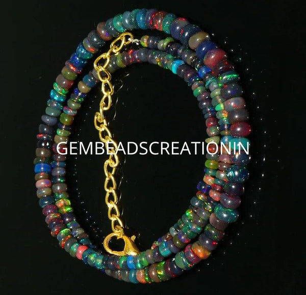 3-5mm ethiopian black opal necklace natural opal gemstone welo opal fire beads beaded necklace gift ideas anniversary wedding gifts