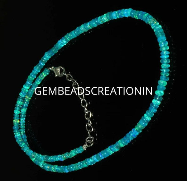 3-5mm natural ethiopian paraiba opal beads necklace welo fire opal gemstone jewelry bridesmaid gift ethiopian opal necklace