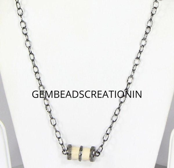 Diamond Chain Necklace Enamel Beads Dainty Minimalist Necklace 925 Sterling Silver Handmade Statement Chain Women Necklace Chain Gifts
