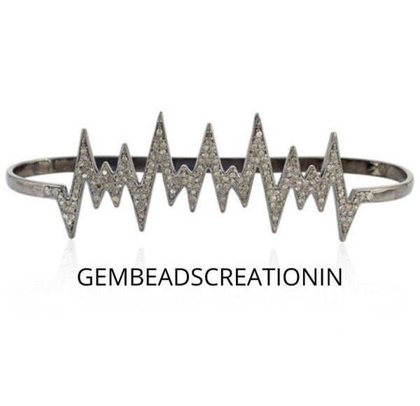 pave diamond heartbeat bracelet live love laugh bracelet handmade diamond jewelry 925 sterling silve pulse bracelet bridal wedding jewelry