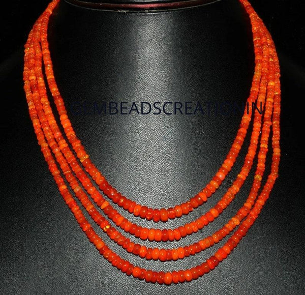 Natural Ethiopian Welo Fire Opal Beads, Mexican Orange Opal Necklace Strands Fire Opal Beads  Handmade Opal Necklace Gift For Her 3-5mm