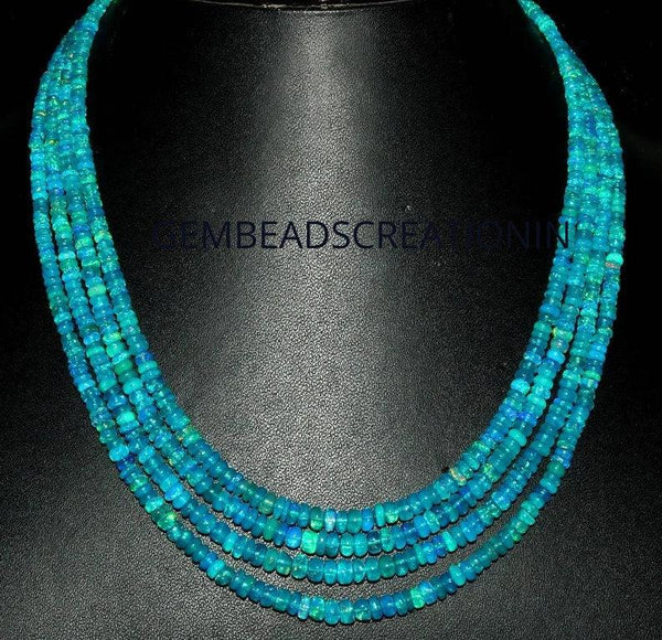 AAA Paraiba Opal Beads, Natural Ethiopian Welo Fire Opal Rondelle Beads Necklace, Ethiopian Opal Beads Strands Art Deco Opal Necklace Women