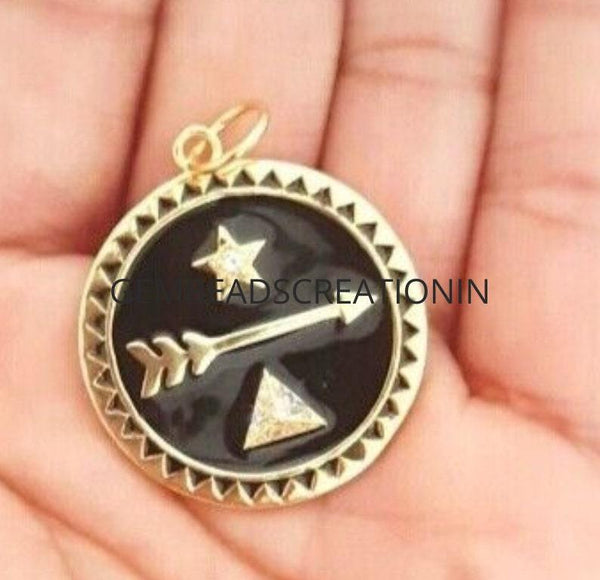 925 sterling silver enamel pendant round direction pendant 30mm handmade jewelry necklace pendant bakelite jewelry custom compass necklace
