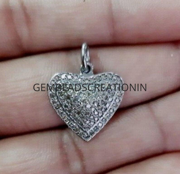 25mm Pave Diamond Heart Pendant 925 Sterling Silver Diamond Pendant Handmade Jewelry Heart Necklace Gift For Her Anniversary Gifts