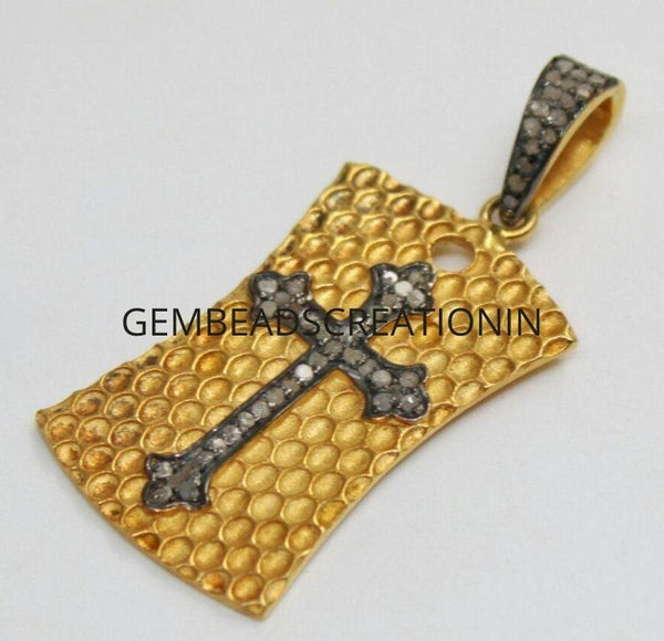 40mm pave diamond cross pendant 925 sterling silver necklace pendant hammered pendant religious charm pendant jewelry