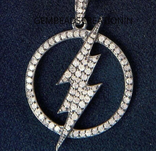 Cubic Zirconia Thunder/ Lighting Bolt Pendant/925 Sterling Silver/30mm CZ Flash Pendant/Thunder Lighting Bolt/Handmade Pendant Necklace/Gift