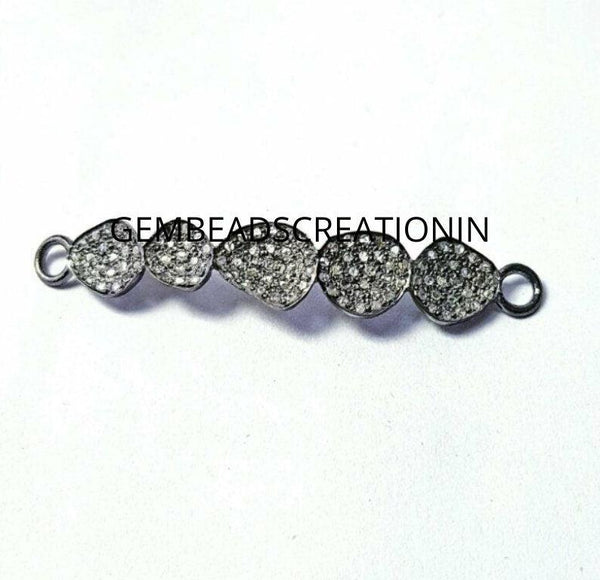 50x10mm Pave Diamond Rose Cut Connector 925 Silver Handmade Jewelry Findings Bracelet Necklace Connector Antique Dainty Minimalist jewelry