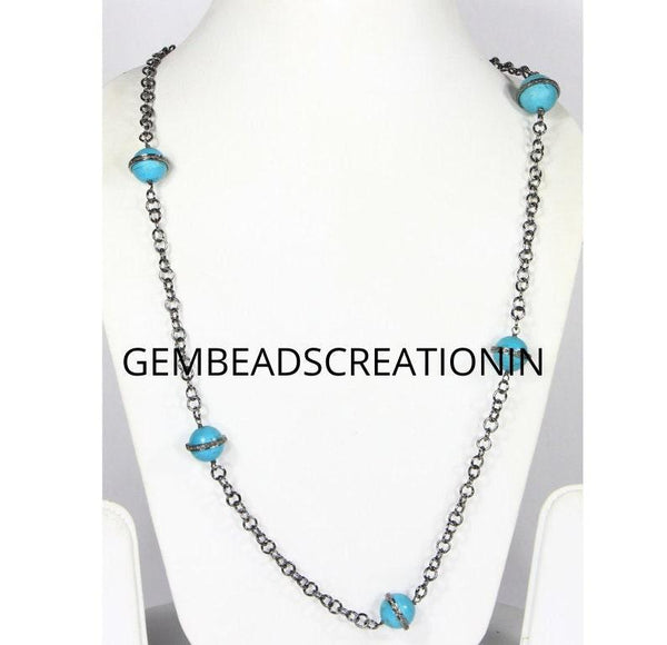 Pave Diamond Necklace Enamel Beads Necklace Dainty Minimalist Necklace 925 Silver Jewelry Layering Handmade Women Necklace Chain