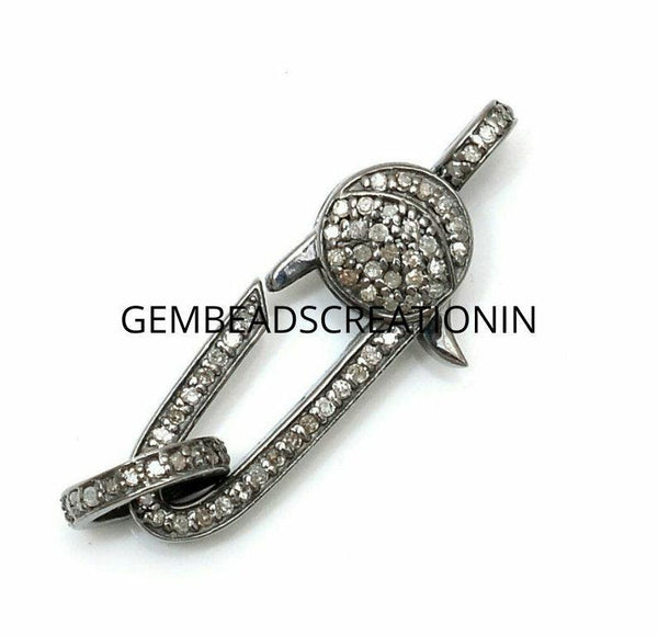 30mm Pave Diamond Lobster Claw Clasps 925 Silver Jewelry Findings Wholesale Supplier Handmade Fine Jewelry