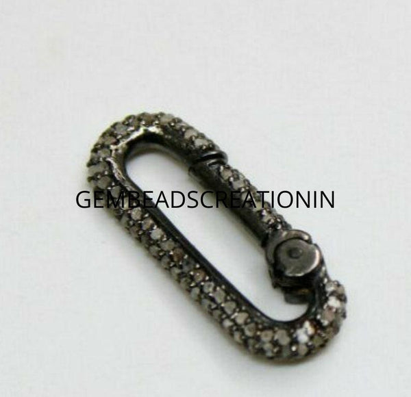 Diamond Paper Clip Clasp: 925 Sterling Silver Necklace Connector (23x8mm)