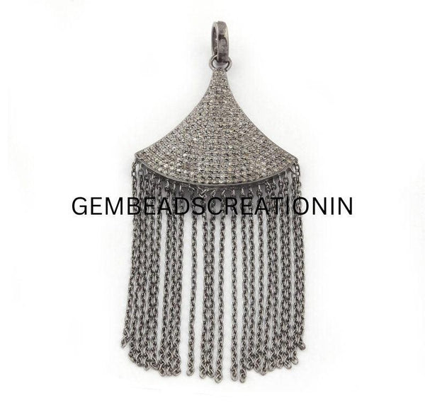 32x29mm Pave Diamond Chain Style Pendant/Necklace Pendant/ Minimalist Jewelry/Chain Tassel Pendant/Gift For Her/Handmade Fine Jewelry