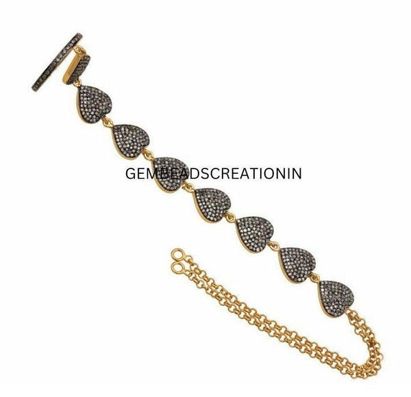 Pave Diamond Chain Bracelet 925 Silver Fashion Diamond Bracelet Link Chain Bracelet Handmade Diamond Jewelry Anniversary Gift For Her