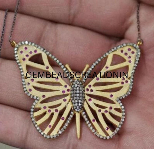 Pave Diamond Butterfly Pendant/925 Sterling Silver/Diamond Jewelry/Dainty Minimalist Jewelry/Anniversary Gift/Fine Handmade Jewelry/Gifts