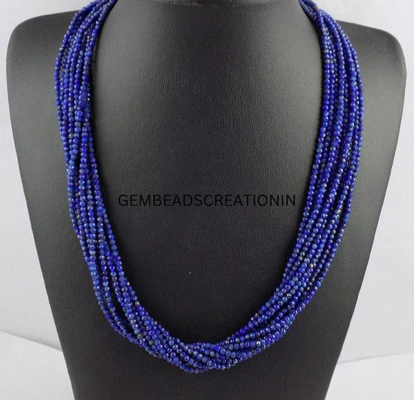 2-2.5mm Lapis Lazuli Necklace/Gemstone Necklace/Beaded Necklace/Rondelle Beads Handmade Necklace/ Gift For Her/Tassel Adjustable Necklace