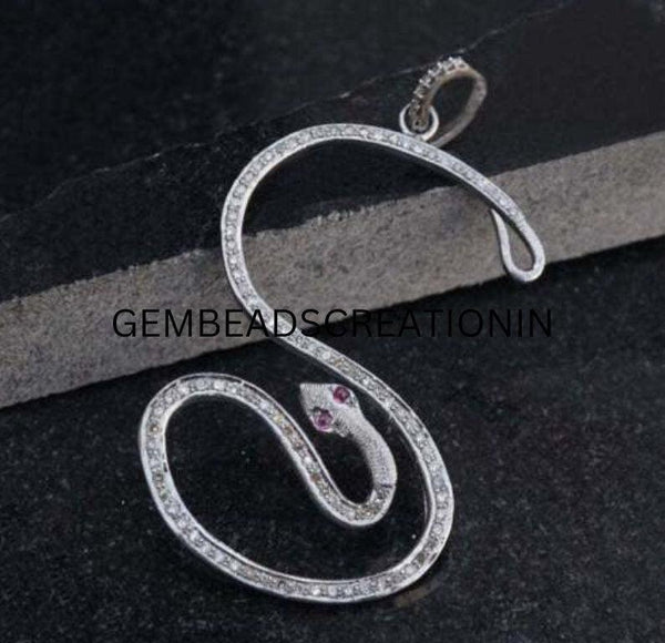 Pave Diamond Snake Pendant Ruby Diamond Jewelry Victorian Pendant Necklace 925 Silver Handmade Jewelry Dainty Jewelry Unisex Gifts Idea
