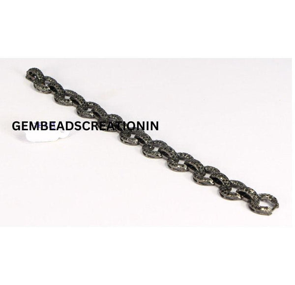 Pave Diamond Oval Chain Bracelet Diamond Bracelet Handmade Bracelet Jewelry Cable Chain Bracelet Gift For Her Fine Jewelry Anniversary Gifts