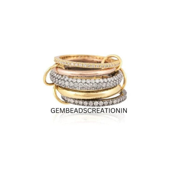 14k Solid Gold Diamond Ring Multi Link Band Ring Interlocking  Band Ring Eternity Ring Luxury Ring Gift For Her Anniversary Wedding Ring