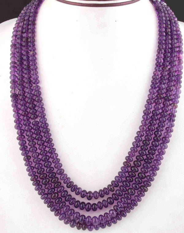 660CT. Amethyst Necklace/Layering Gemstone Necklace/Beaded Necklace/6-8mm Rondelle Necklace/Gift For Her/Birthstone Necklace/Valentines Gift