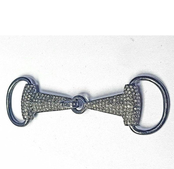 Pave Diamond Jewelry Connector 925 Silver Handmade Diamond Connector Charm Horse Bit Charm Necklace Bracelet Connector Fine Jewelry Findings