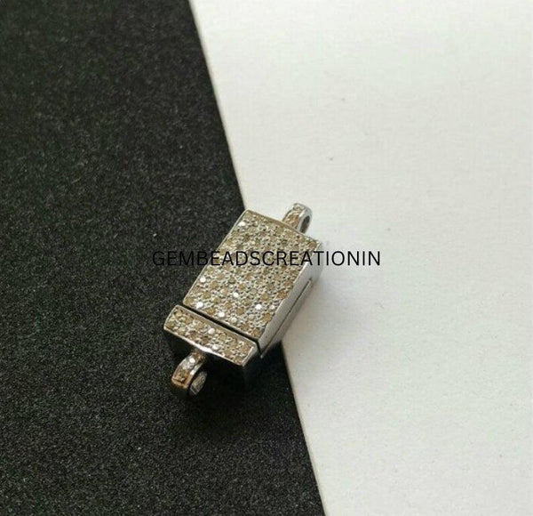 28x10mm Pave Diamond Magnet Clasp 925 Silver Handmade Diamond Connector Bracelet Clasp Jewelry Findings Handmade Charm Connector