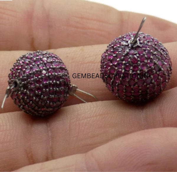12mm Ruby Gemstone Round Ball Beads/Diamond Jewelry Findings/Ruby Ball/Round Ball Beads/925 Sterling Silver/Handmade Jewelry Components