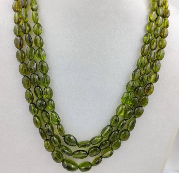 Natural Peridot Gemstone Necklace/Tumble Nugget Necklace/Smooth Beads/Beaded Handmade Gemstone Jewelry/Layering Statement Necklace/Gift Idea